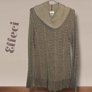 🍒EFFECI COWL NECK SPLIT SIDES GREY/BEIGE SWEATER